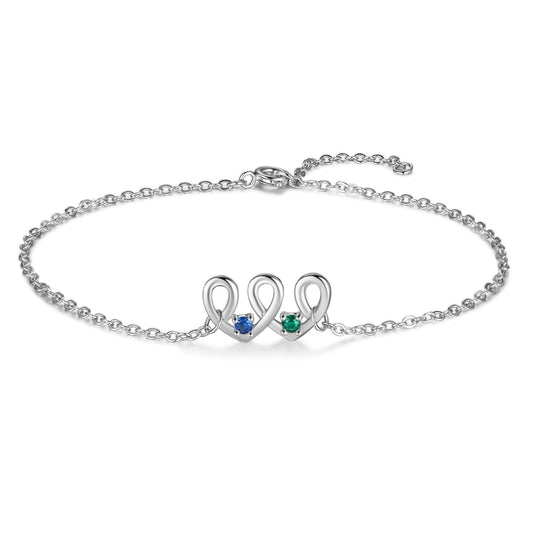 Personalized 2 Birthstones Heart Custom Geometric Bracelet