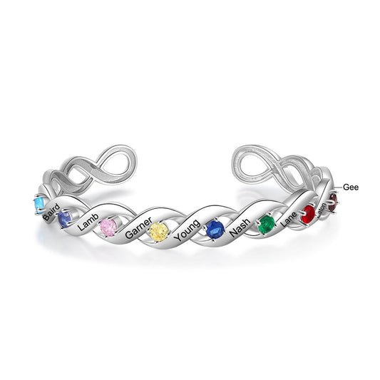 Brazaletes personalizados con grabado de 8 nombres, pulsera de infinito de amor infinito personalizada