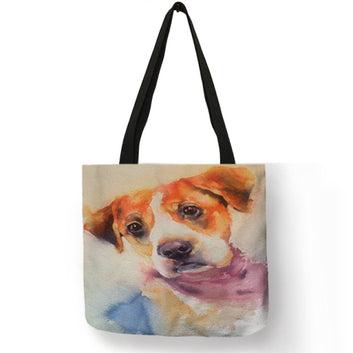 Sac fourre-tout créatif avec peinture à l'huile et motif chien mignon