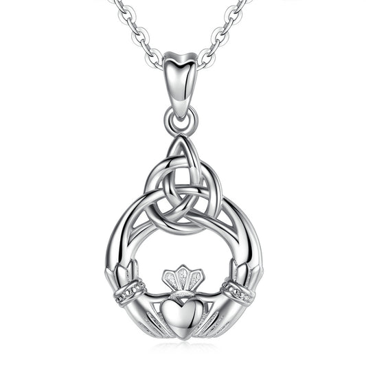 Collier avec pendentif en argent sterling motif Celtics Claddagh