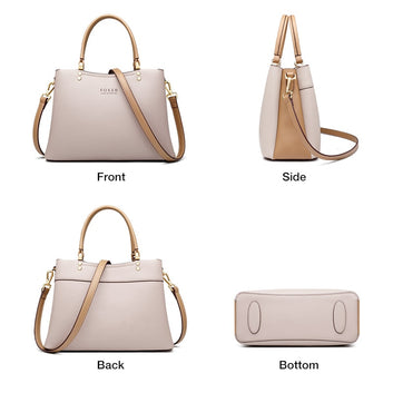 Simple Female Large Capacity Elegant Cowhide Leather Lady Handbag