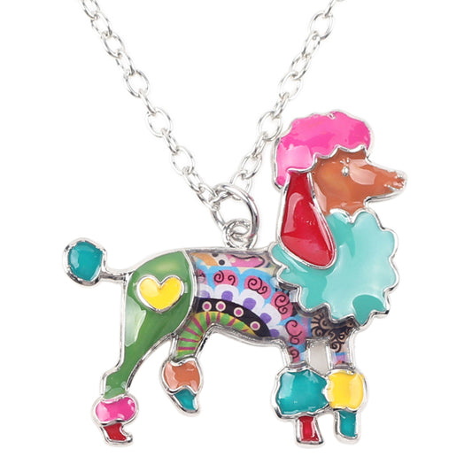 Enamel Alloy Fashion Poodle Dog Necklace