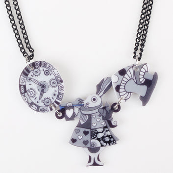 Collar con reloj de conejo y ratón rey