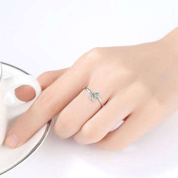 925 Sterling Silver Finger Open Gemstone Ring