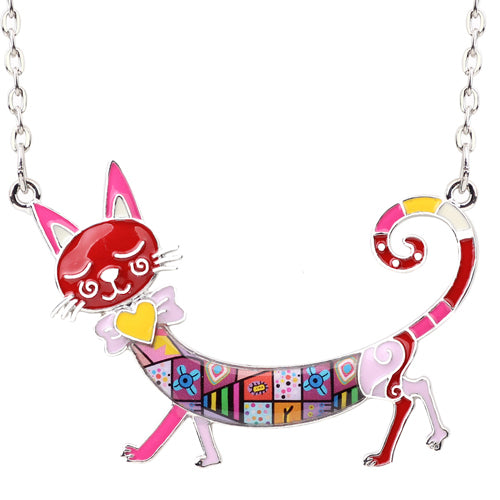 Collar maxi de gatito esmaltado con declaración