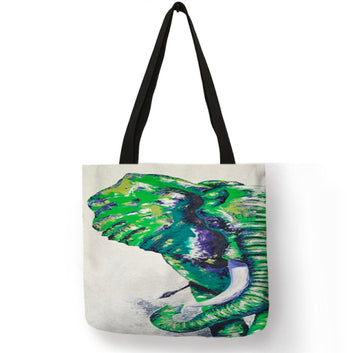 Sac fourre-tout classique bohème indien avec motif éléphant coloré et peinture à l'huile