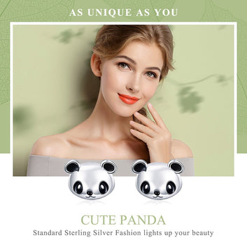 Pendientes de plata de ley 925 con forma de panda