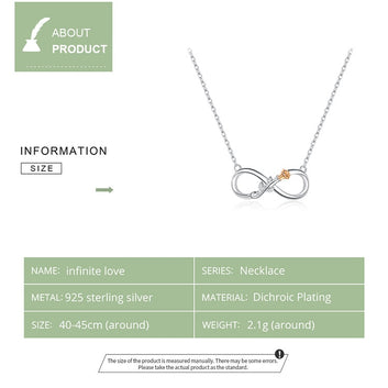 Collar de amor infinito con flor de rosa en plata de ley 925