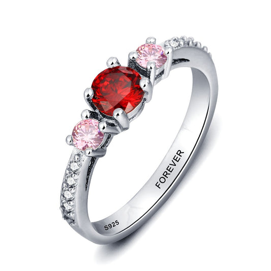 Anillo de plata de ley 925 con nombre grabado personalizado y piedra de nacimiento