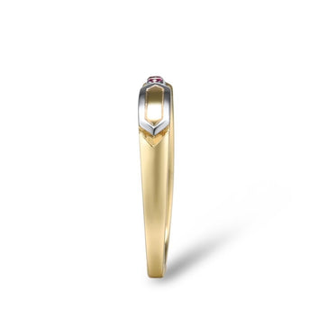Anillo de compromiso con rubí en oro amarillo 375 de 9 quilates para aniversario, joyería fina y moderna.