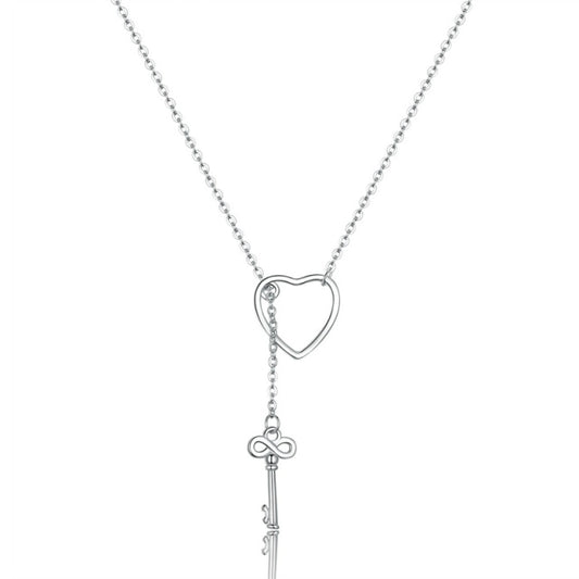 Collar con candado de corazón dulce en plata de ley 925