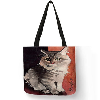 Sac de courses créatif avec imprimé peinture à l'huile de chat