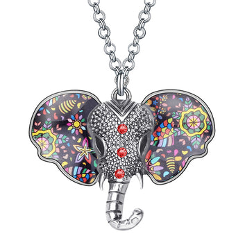 Alloy Antique Gold Plated Floral Elephant Necklace