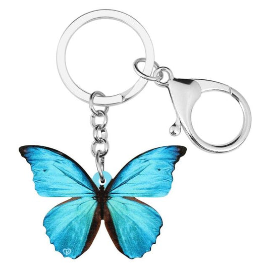Acrylic Blue Morpho Butterfly Keychains