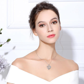 Collar popular de corazón para madre e hija en plata de ley 925
