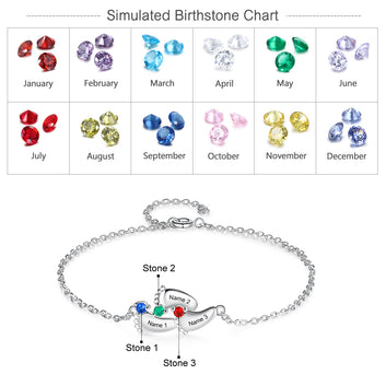 Pulsera personalizada con nombre de bebé tallado en piedra de nacimiento de 3 pies