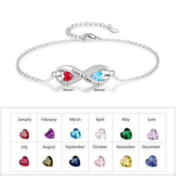 Pulsera personalizada con nombre grabado y piedra de nacimiento
