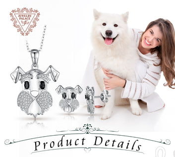Pendientes de plata de ley 925 con espinela negra de Schnauzer