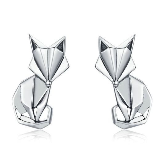 Pendientes plegables de zorro de moda en plata de ley 925