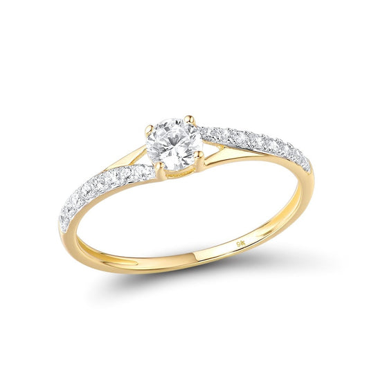 Anillo de oro amarillo 375 de 9 quilates, blanco brillante, para aniversario, joyería fina