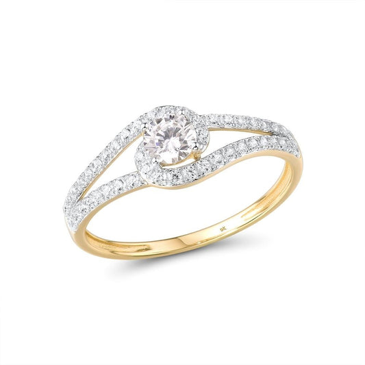 Anillo de oro amarillo 375 de 9 quilates, blanco brillante, para aniversario, joyería fina