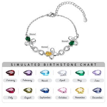 Personalized Butterfly Inlaid Birthstone Infinity Love Customized 1-6 Name Engraved Bracelet