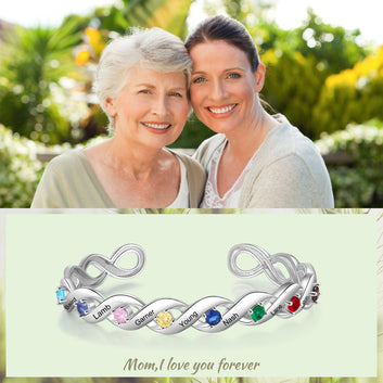 Brazaletes personalizados con grabado de 8 nombres, pulsera de infinito de amor infinito personalizada
