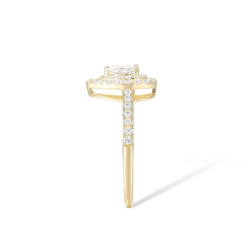 Anillo de oro amarillo 9K 375 con circonitas cúbicas blancas y forma de pera brillante