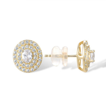 Aretes de oro amarillo 375 de 9 quilates con circonitas cúbicas blancas brillantes