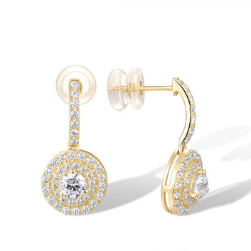Pendientes de oro amarillo 9K 375 con brillantes circonitas blancas.
