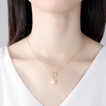 Lindos collares colgantes de koala para mujer, plata de ley 925, perla natural, joyería fina