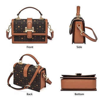 Women PVC Leather Contrasting Colors Small Square Handbag
