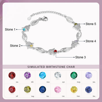 Pulsera personalizada con flor de tulipán y piedra de nacimiento con nombre grabado