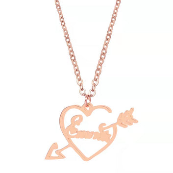Custom Name Necklace Stainless Steel Creative Arrow Through The Heart Hollow Name Necklace