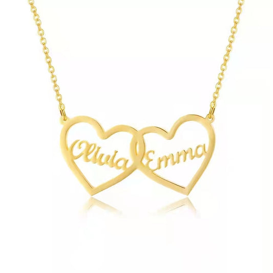 Personalized Name Necklace Stainless Steel Customized Heart Shaped Name Pendant Necklace