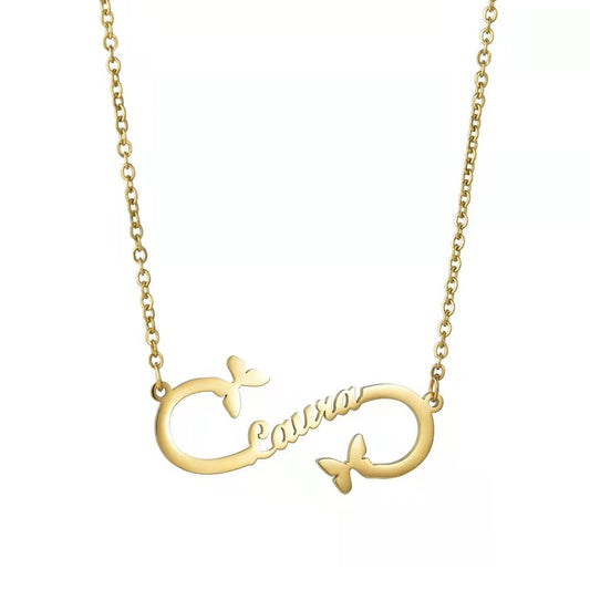 Custom Name Necklace Stainless Steel Simple Personalized S-shaped Letter Butterfly Necklace