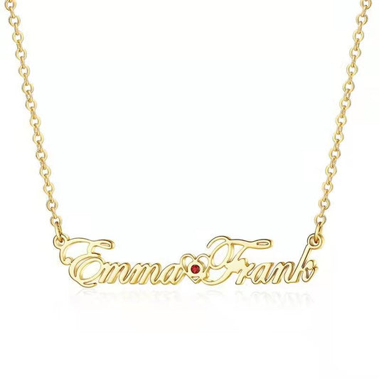 Collar con nombre personalizado de acero inoxidable, collar con nombre personalizado y piedra de nacimiento de doce colores.