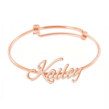 Pulsera ajustable personalizada de acero inoxidable con nombre personalizado