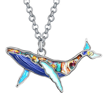 Enamel Alloy Cute Ocean Sea Whale Necklace