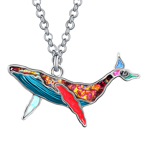 Enamel Alloy Cute Ocean Sea Whale Necklace
