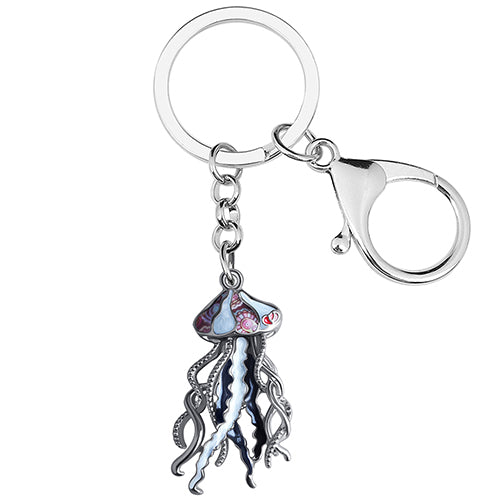 Enamel Alloy Metal Floral Sea Jellyfishes Keychains
