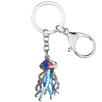 Enamel Alloy Metal Floral Sea Jellyfishes Keychains