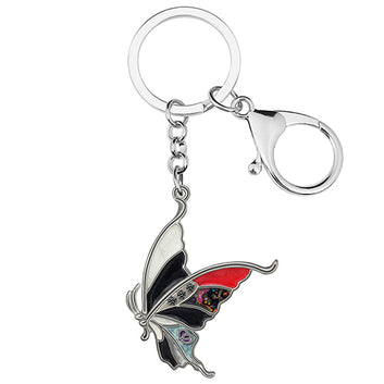 Enamel Alloy Floral 3D Swallowtail Butterfly Keychains