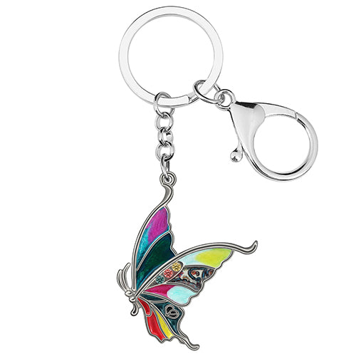 Enamel Alloy Floral 3D Swallowtail Butterfly Keychains