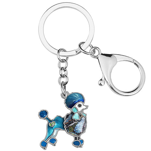 Enamel Alloy Floral Sweet Hairy Poodle Dog Keychains