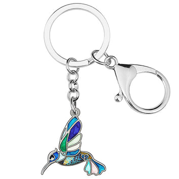 Enamel Alloy Floral Flying Hummingbird Birds Keychains