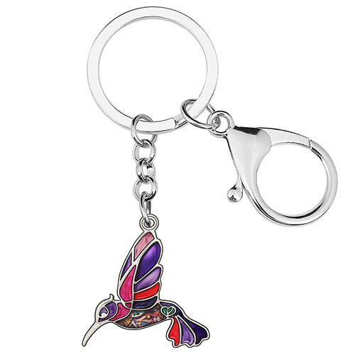 Enamel Alloy Floral Flying Hummingbird Birds Keychains