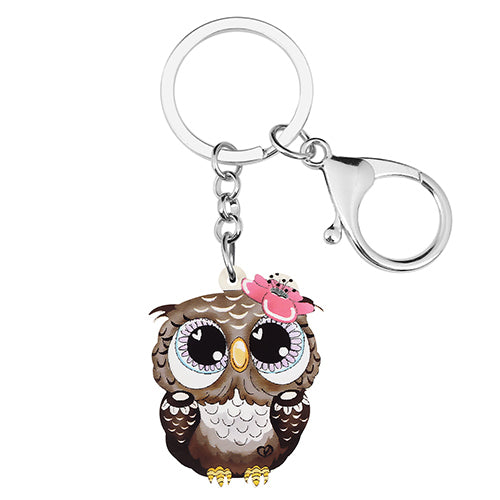 Acrylic Cute Cartoon Big Eyes Owl Keychains
