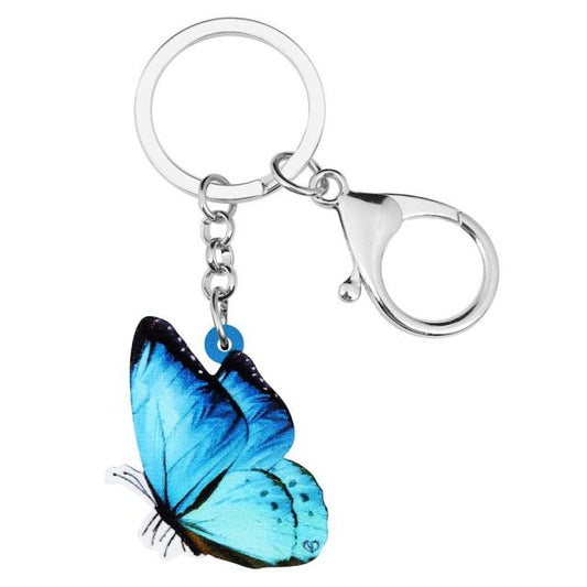 Acrylic Blue Morpho Butterfly Keychains