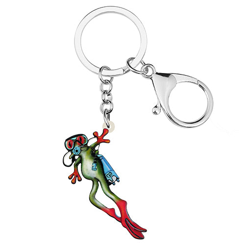 Acrylic Cute Cartoon Diving Diver Frog Keychain